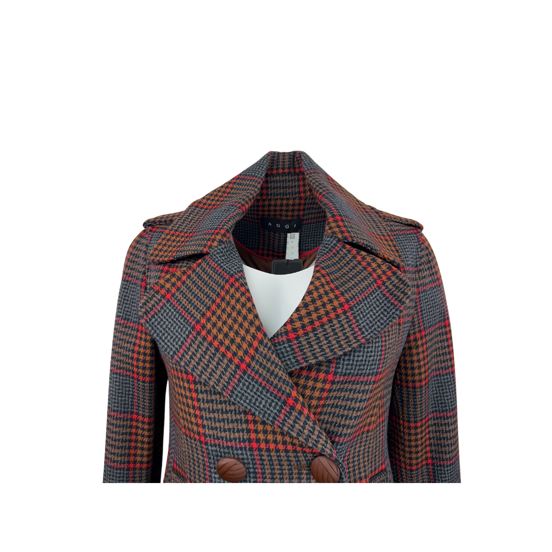 Aggi Double Breasted Plaid Jacket