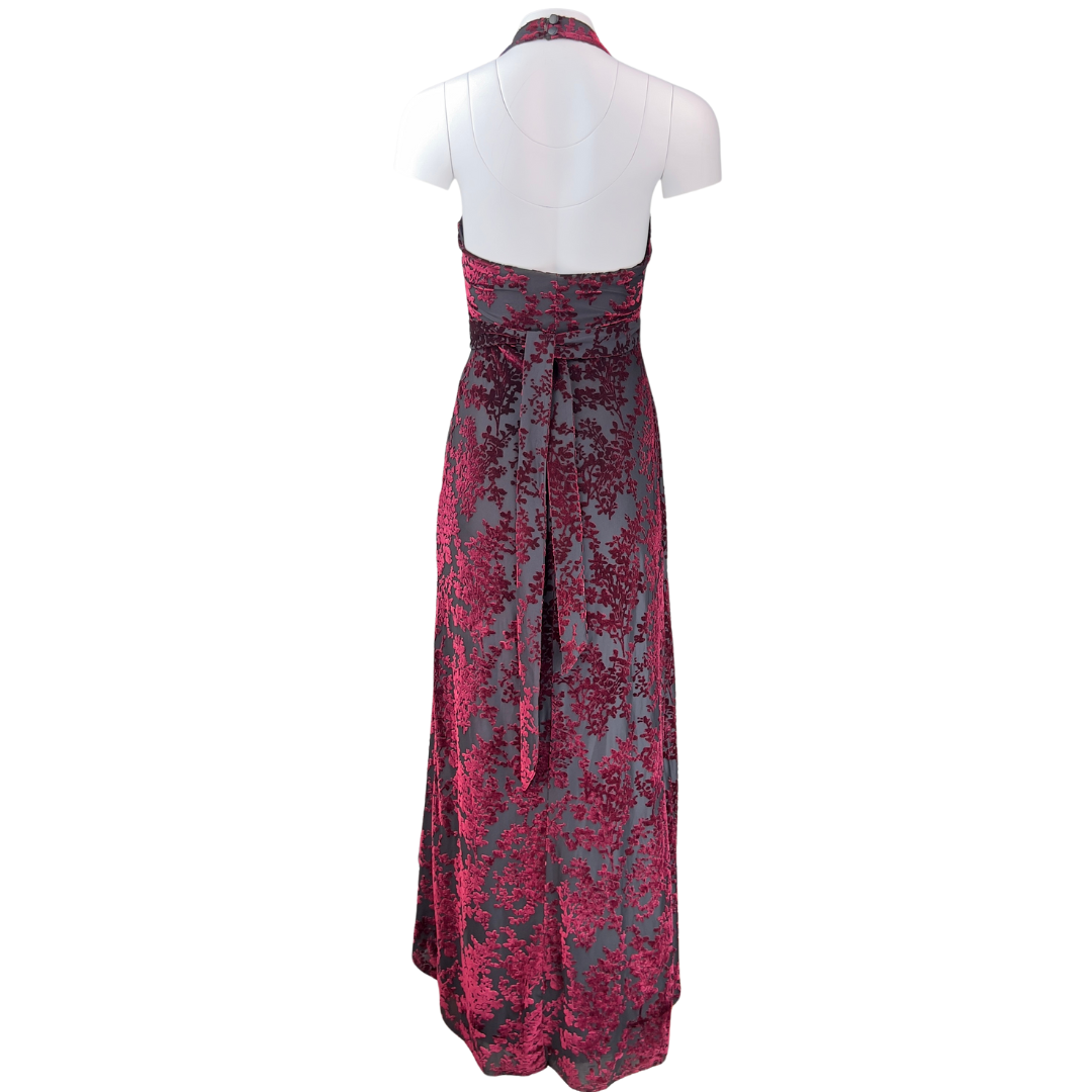 Dress the Population Burgundy Devore Halter Dress