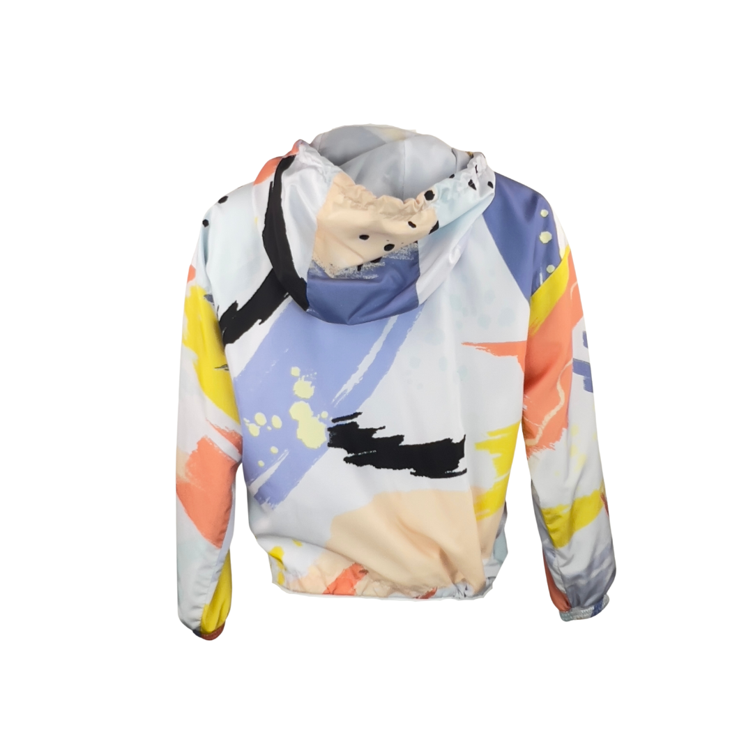 F21 Multi Color Windbreaker with Hood