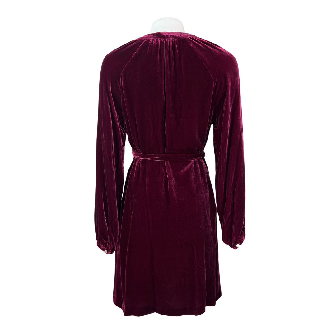 Faherty Long Sleeve Burgundy Velvet Dress