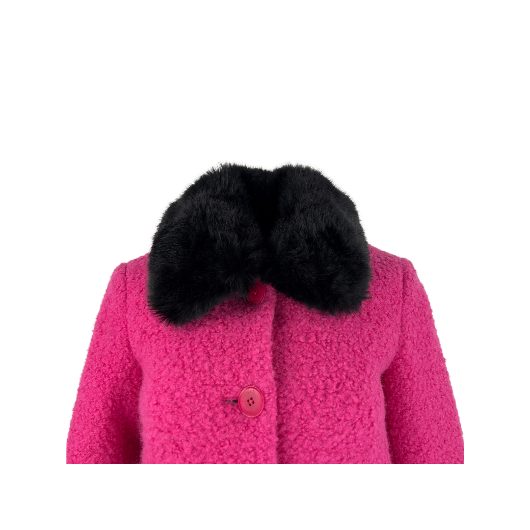 Kate Spade Pink Coat with Black Faux Fur Collar