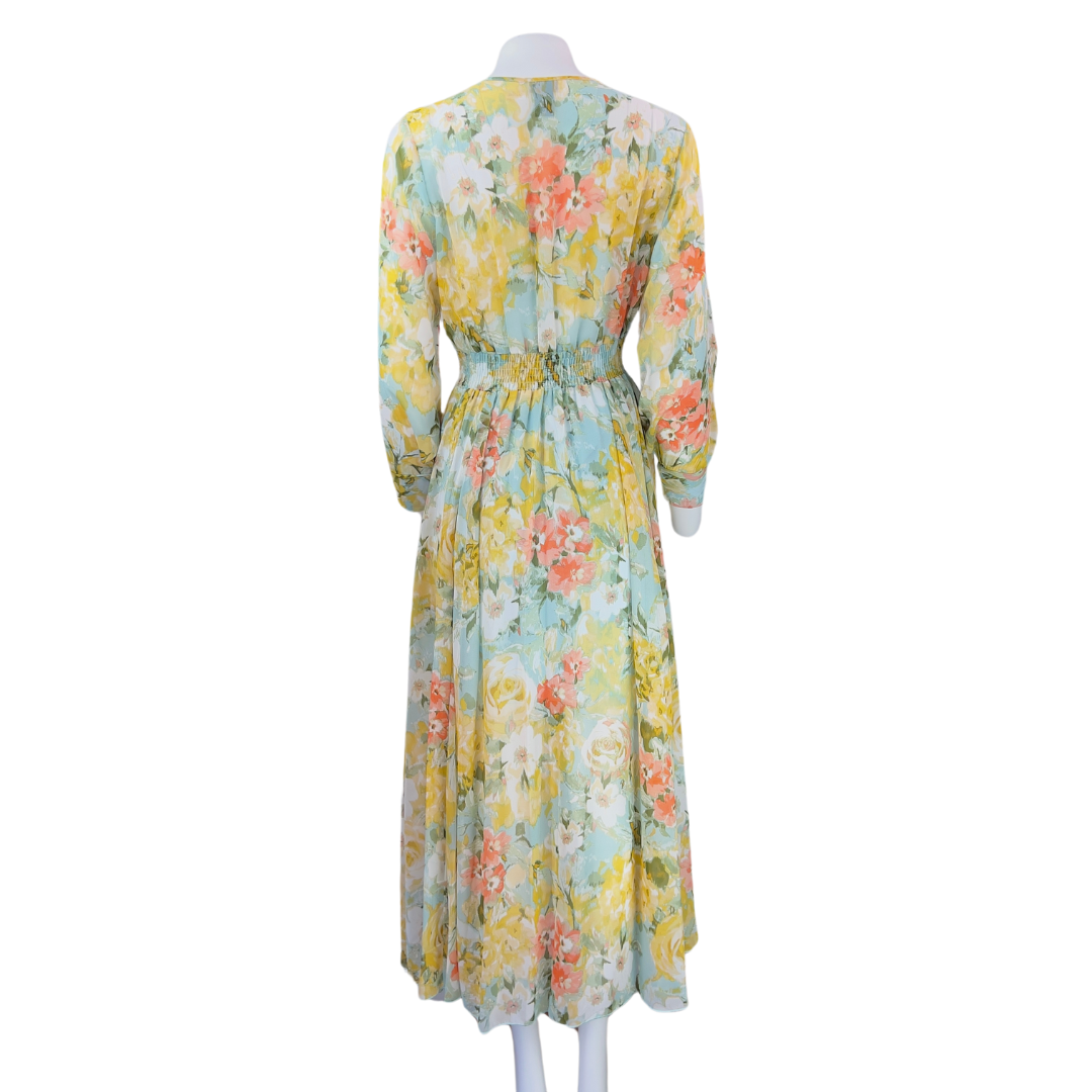 Kate and Lily Long Sleeve Yellow Floral Dress