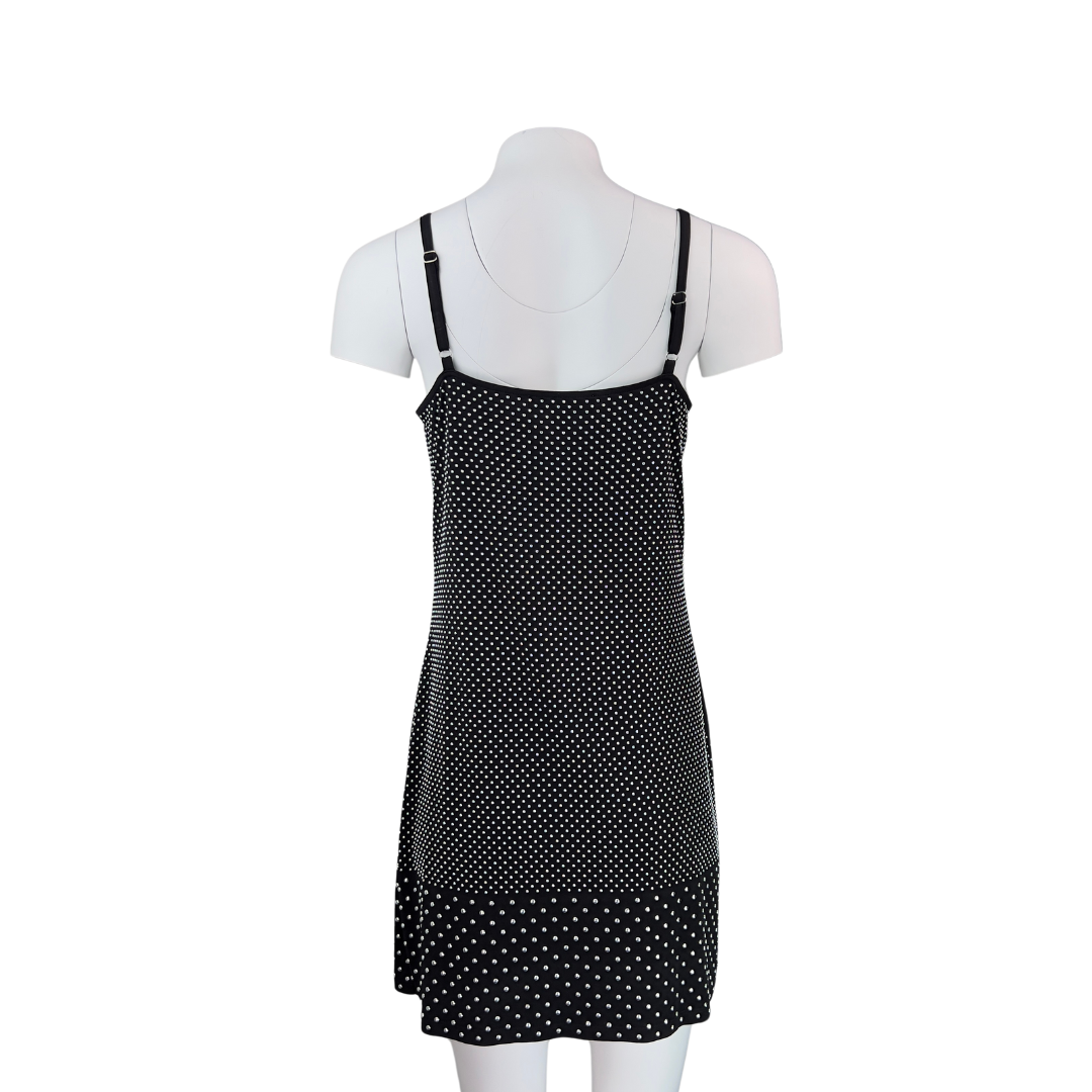 Michael Kors Black Slip Mini Dress with Studs