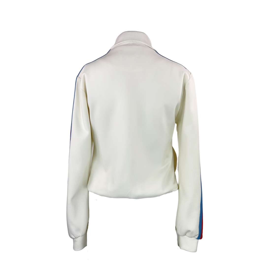 Maje Cream Bomber with Red and Blue V