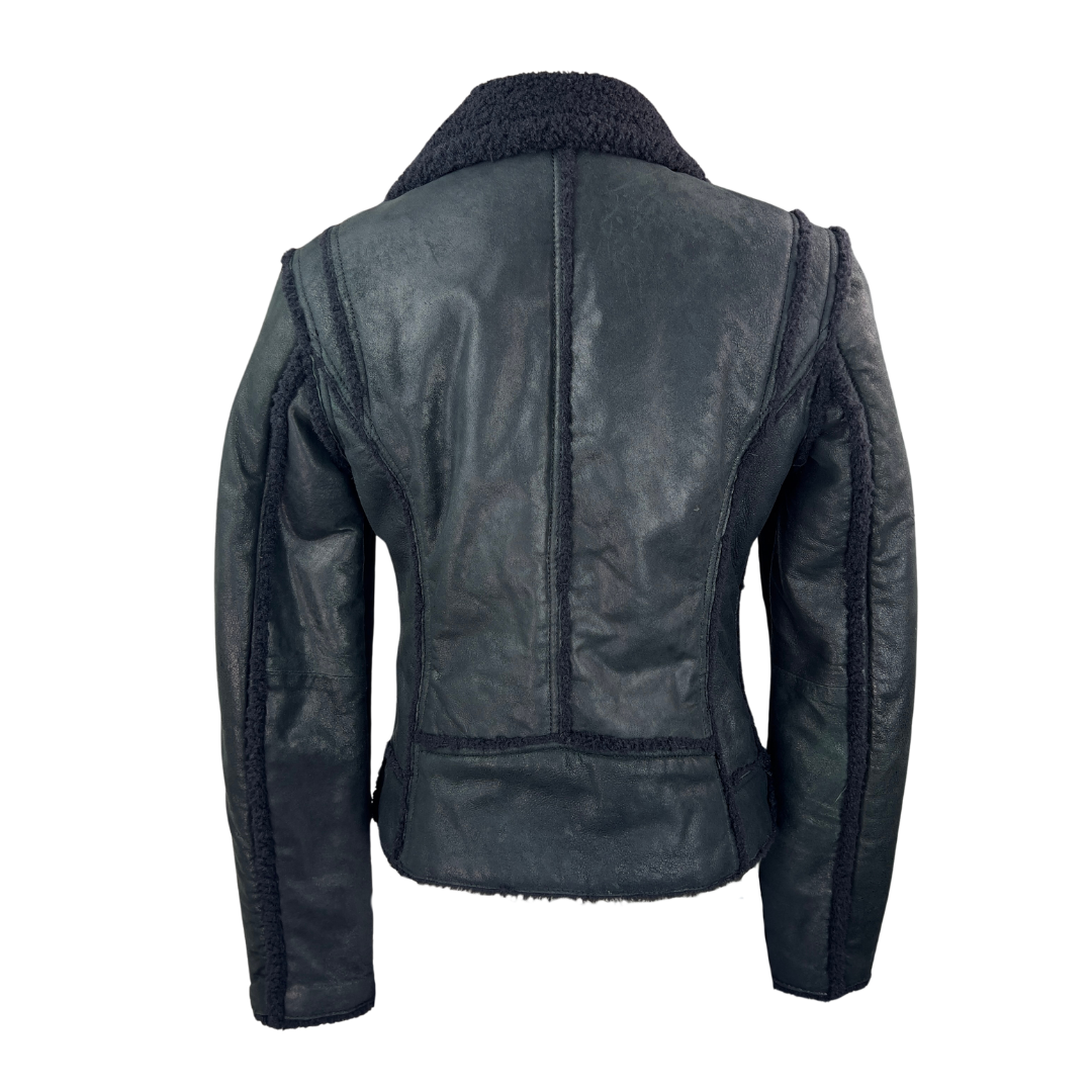 Mauritu Faux Leather and Shearling Biker Jacket
