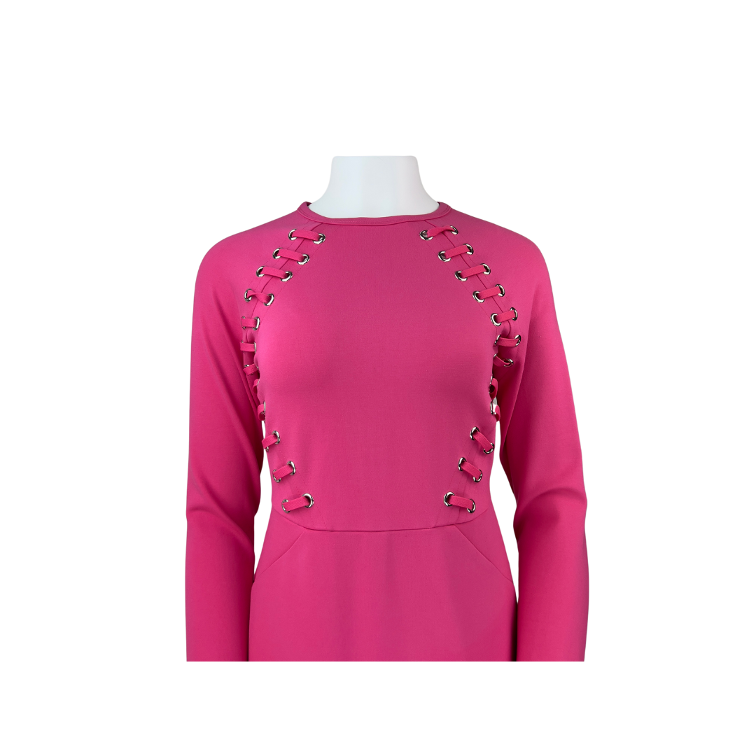 Karen Miller Pink Long Sleeve Mini Dress with Laced Grommets