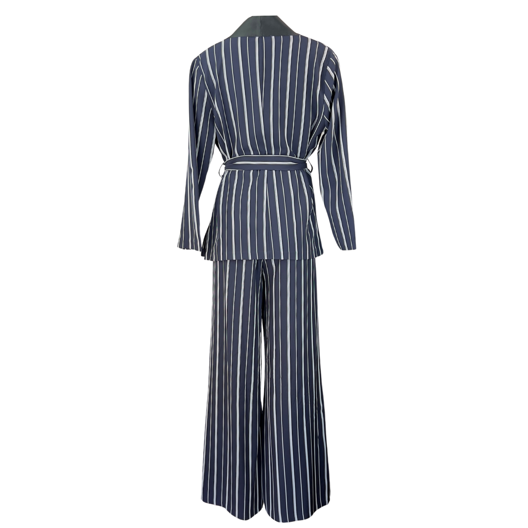 Navy, Black and White Stripe PJ Set Suit