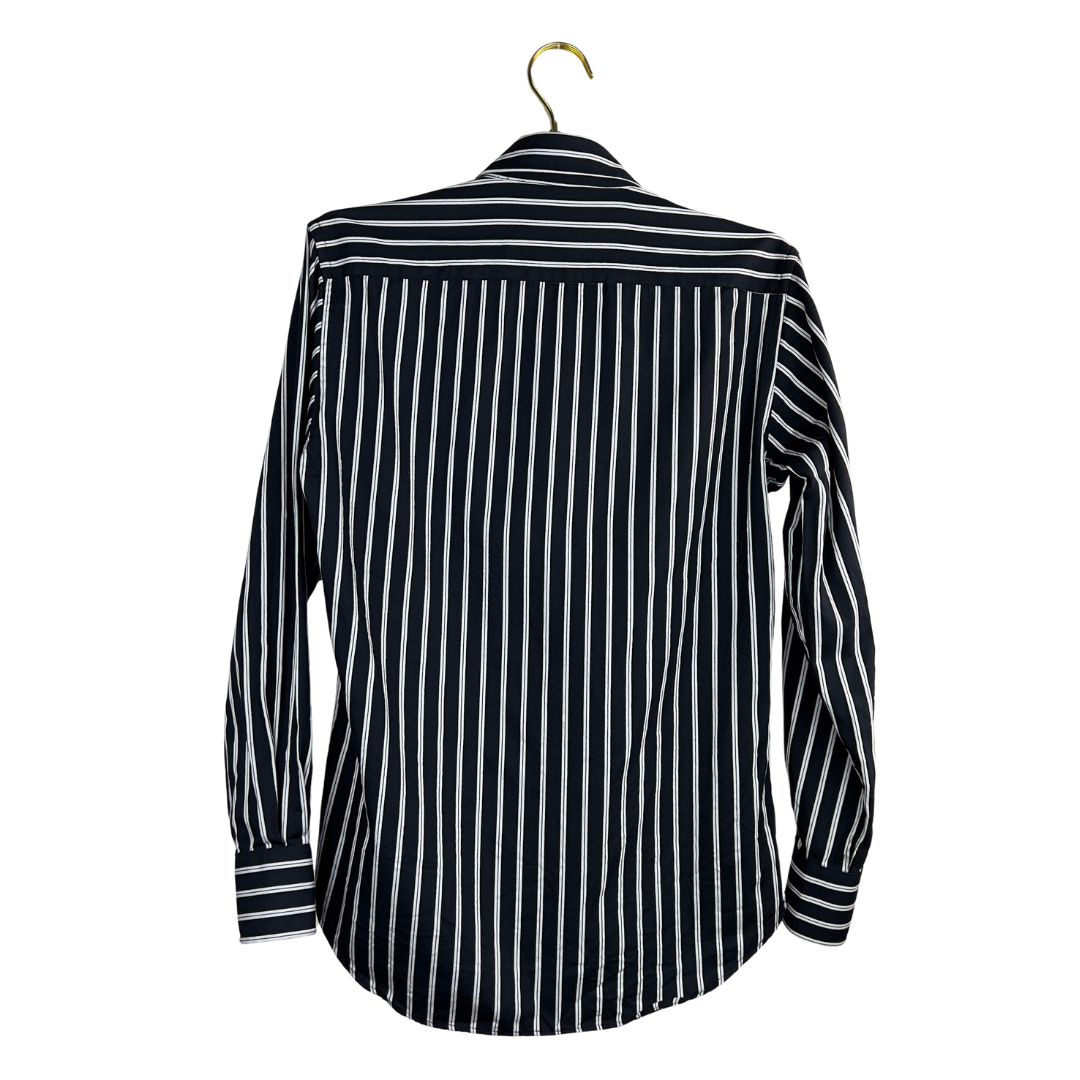 SST&C Black Dress Shirt with White Stripes