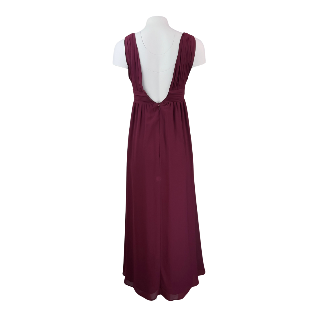 Sleeveless Burgundy V Neck Gown