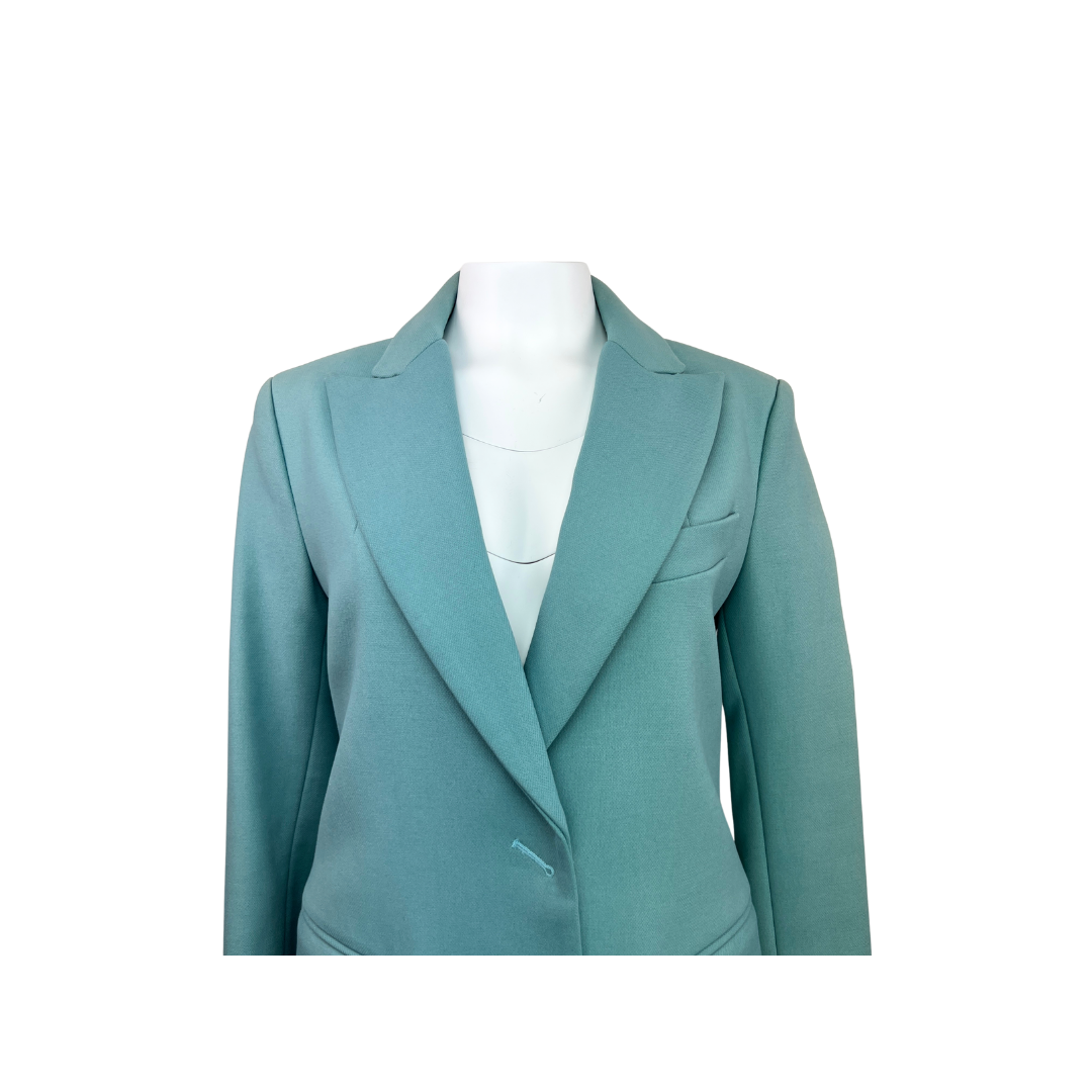 Smythe Brando Coat with Peaked Lapel in Aquamarine