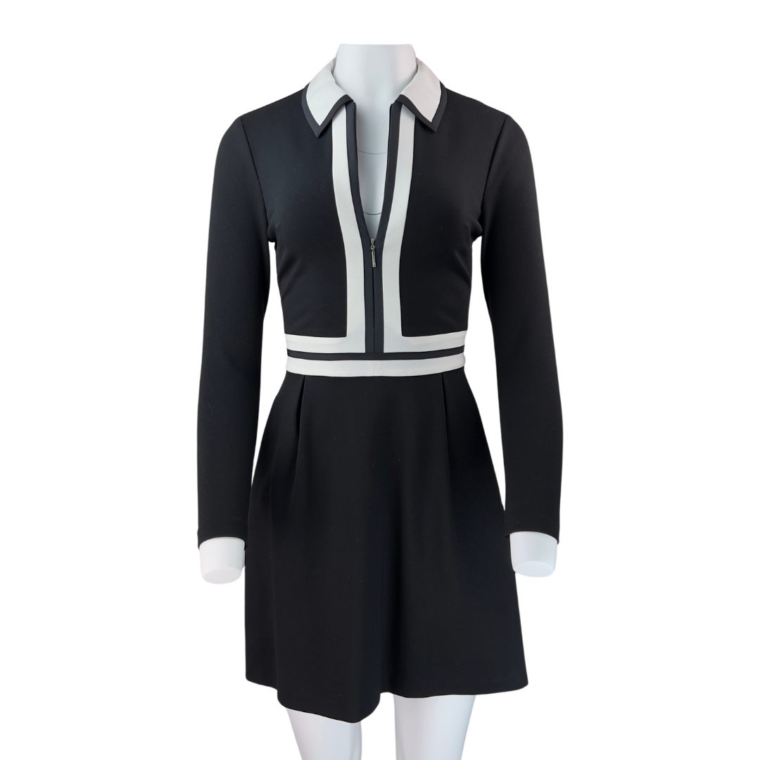 Ted Baker Black A Line Dress With White Trim