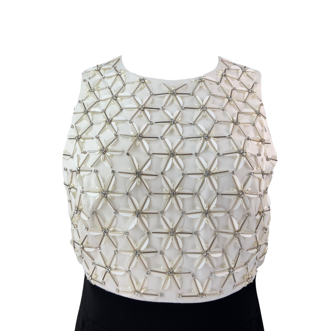 Ted Baker Black and White Sleeveless Sheath Dress