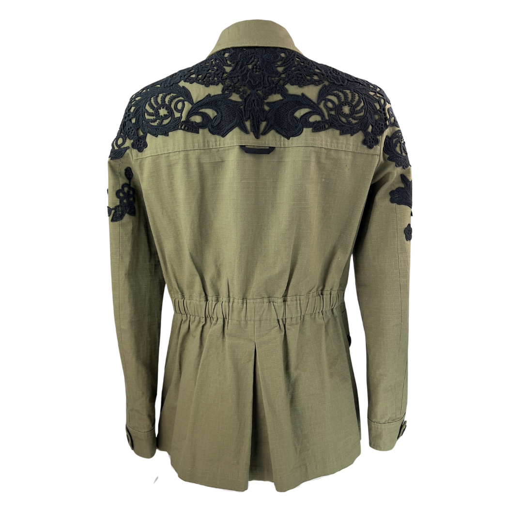 Veronica Beard Khaki Jacket with Black Lace