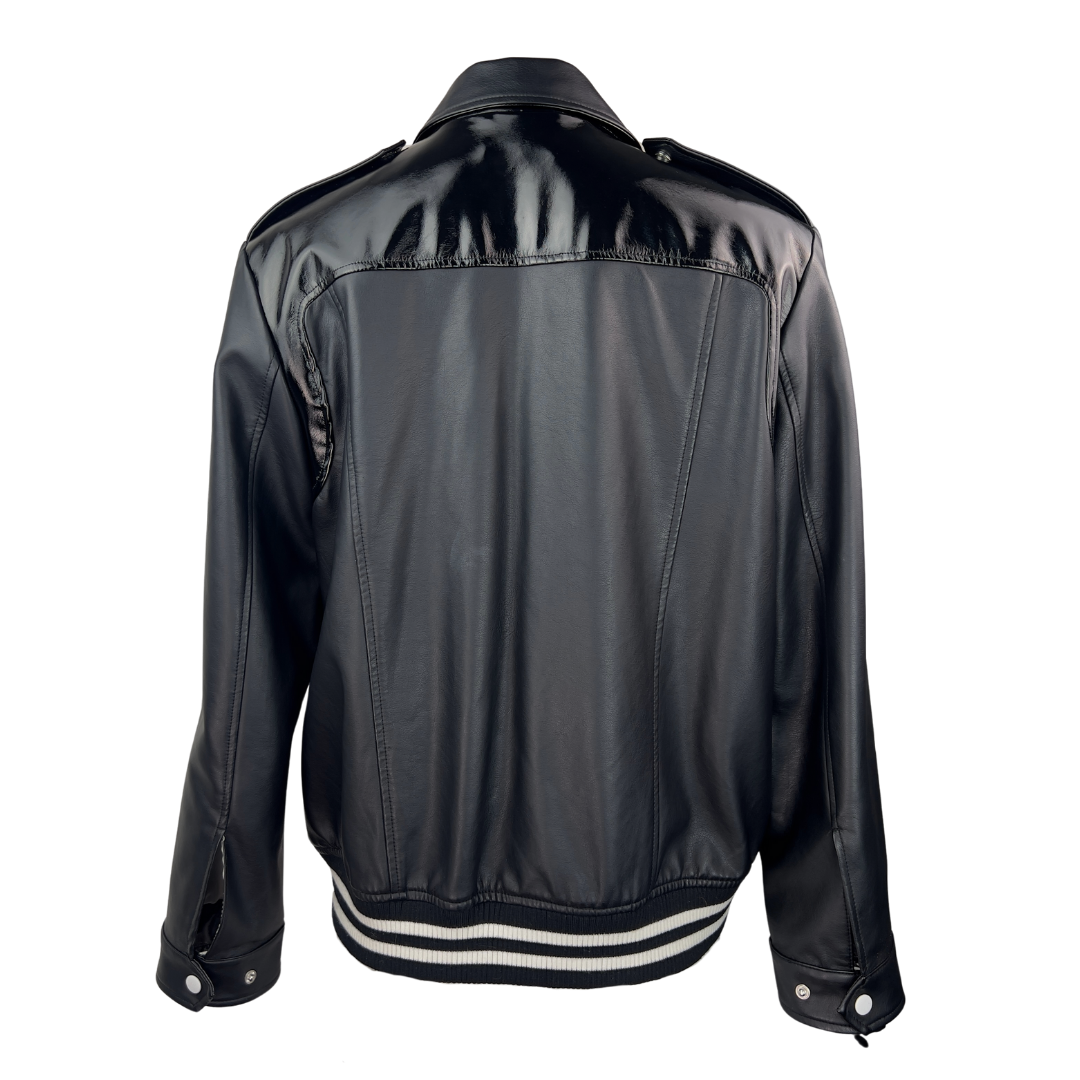 TopShop Black Pleather Varsity Jacket