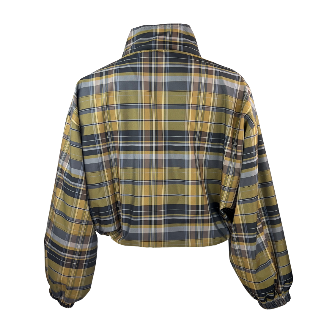 Chartreuse Plaid Bomber Jacket by April