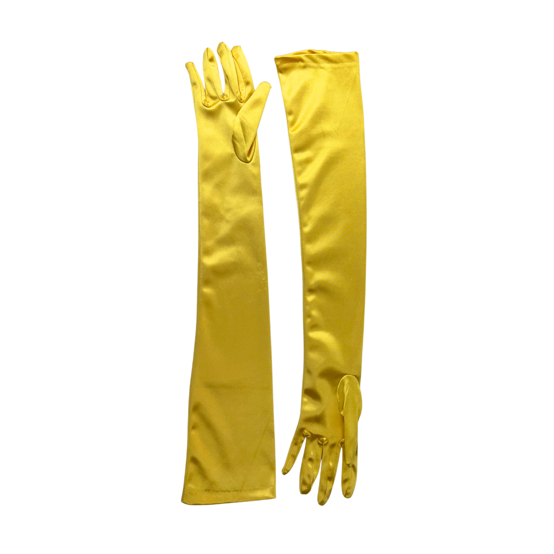 Long Yellow Satin Gloves