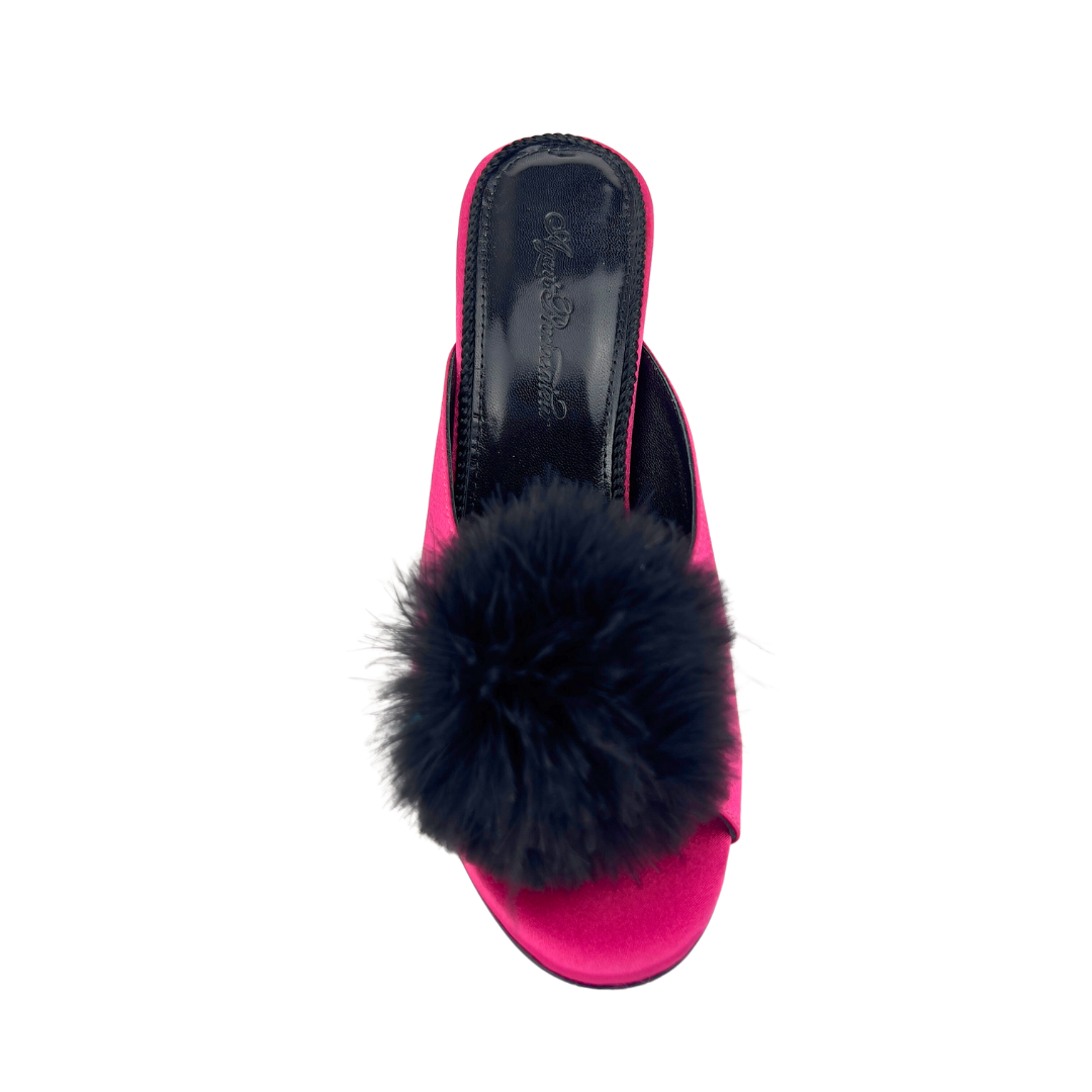Agent Provocateur Fuscia Mules with Black Maribou