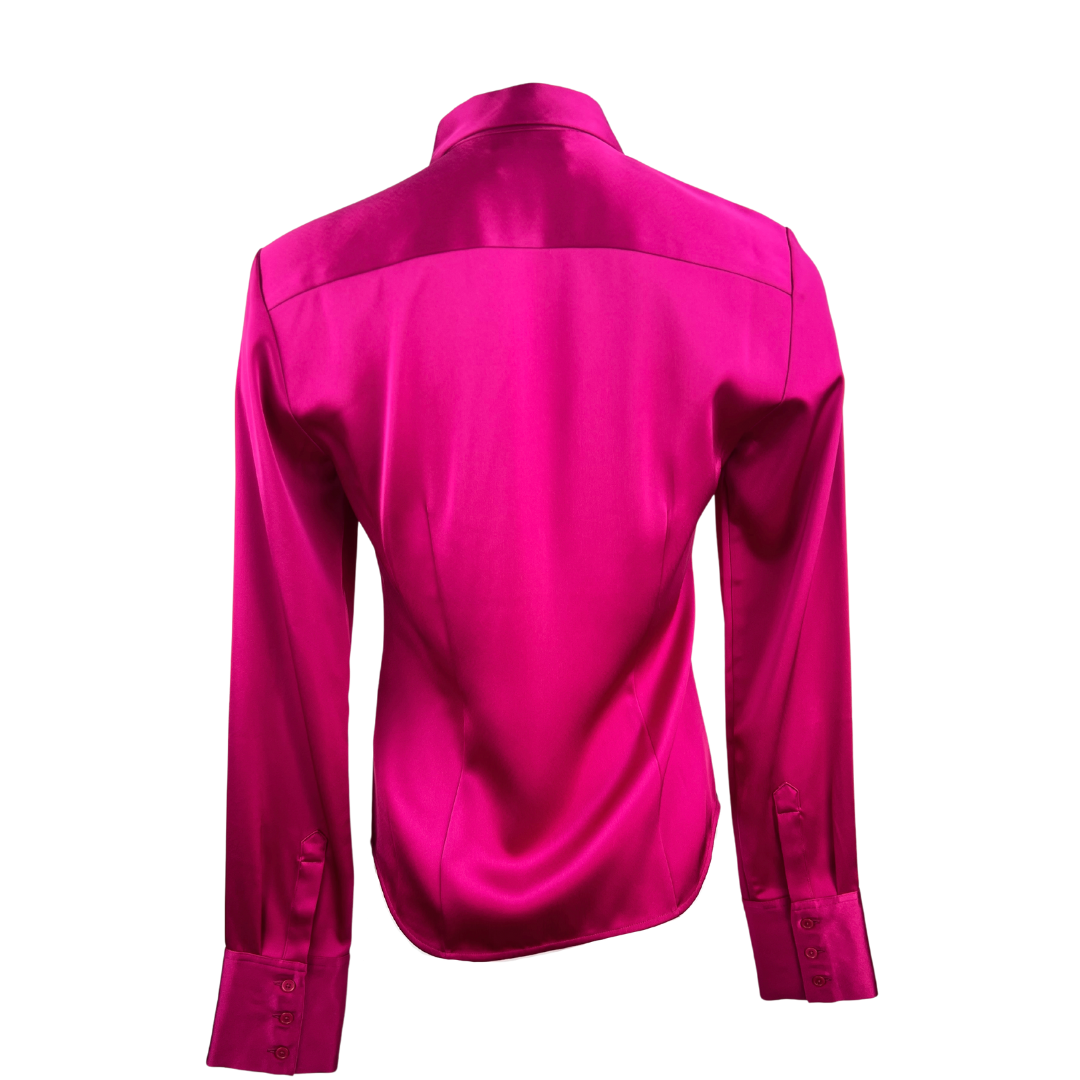 Babaton Fitted Fuchsia Satin Blouse