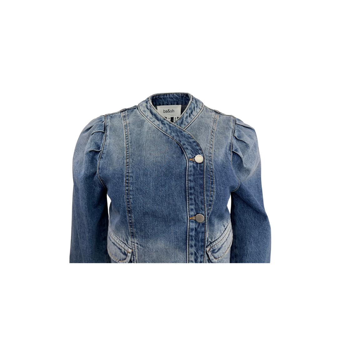 Bash Cropped Two Tone Denim Jacket