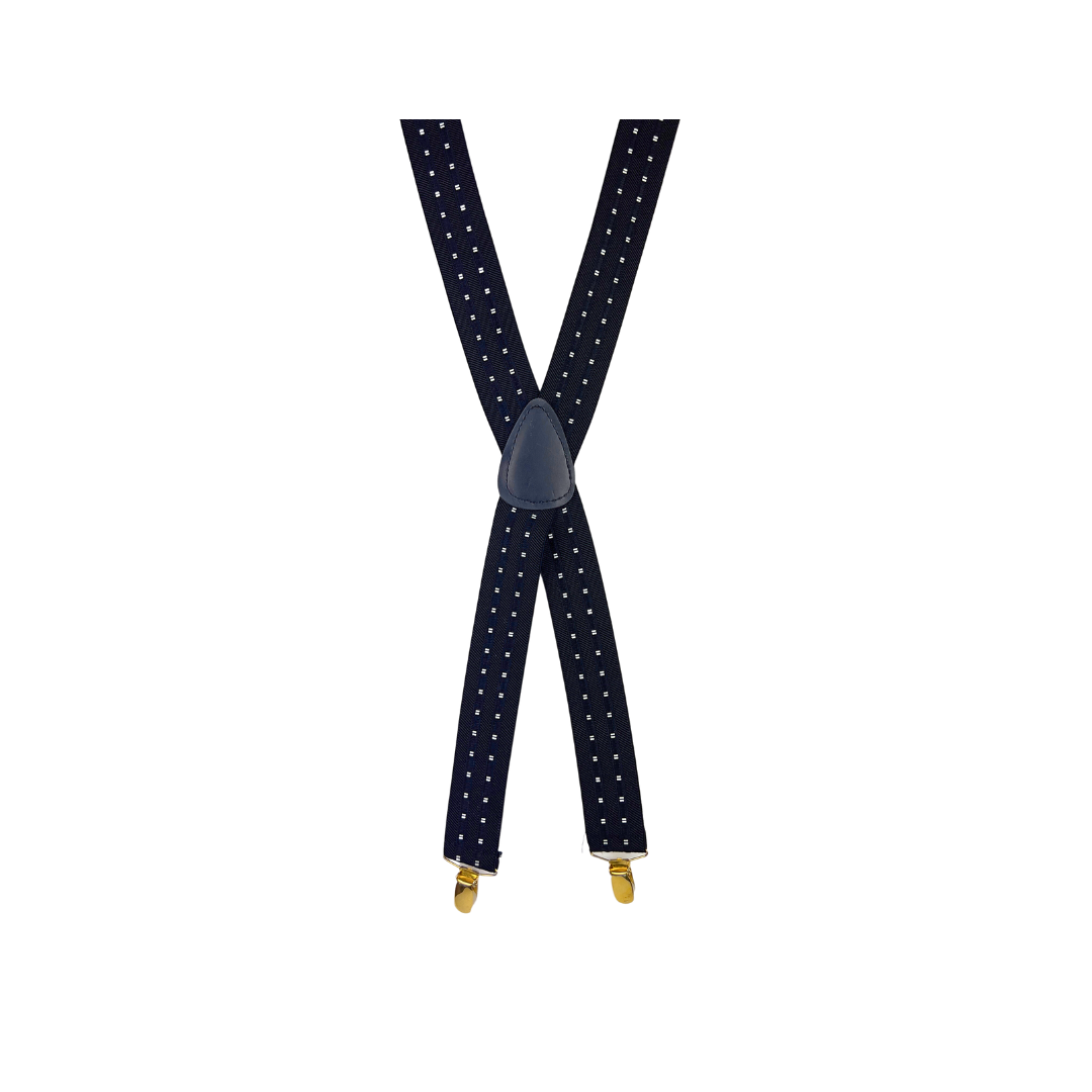 Black Suspender with Two Rows of Dots and Gold Hardware