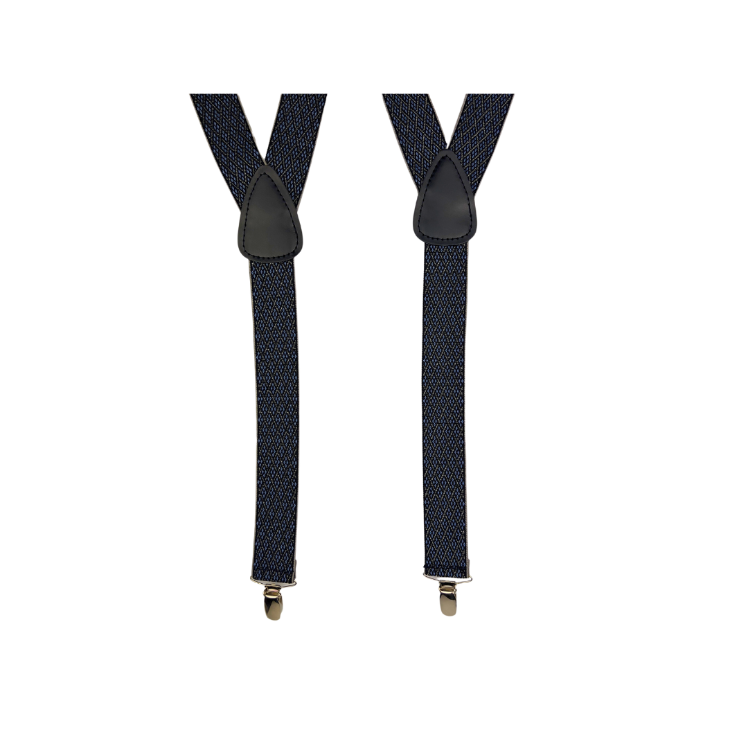 Blue Diamond in Diamond Suspenders with Silver Hardware