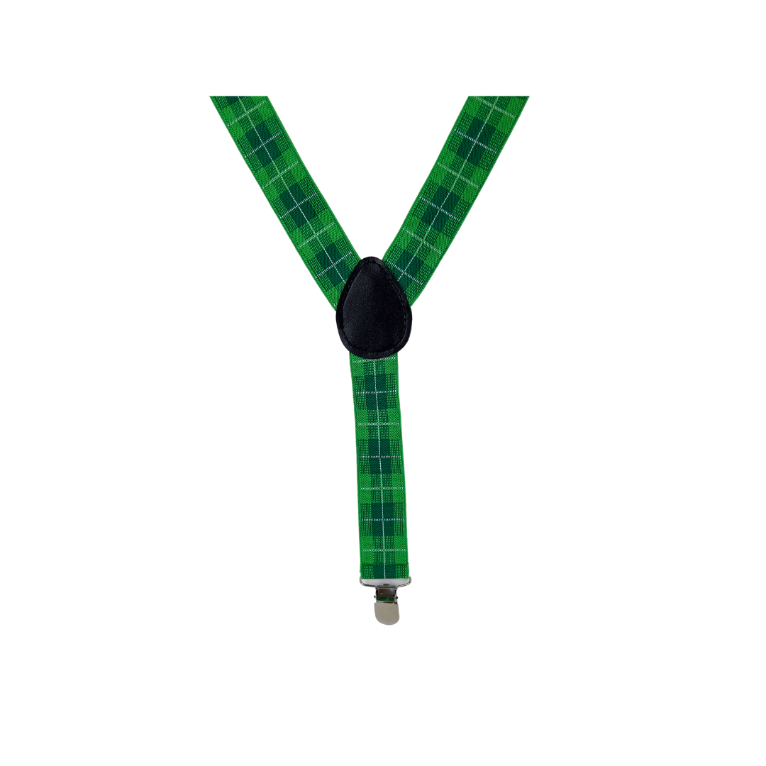 Bright Green Plaid Suspenders