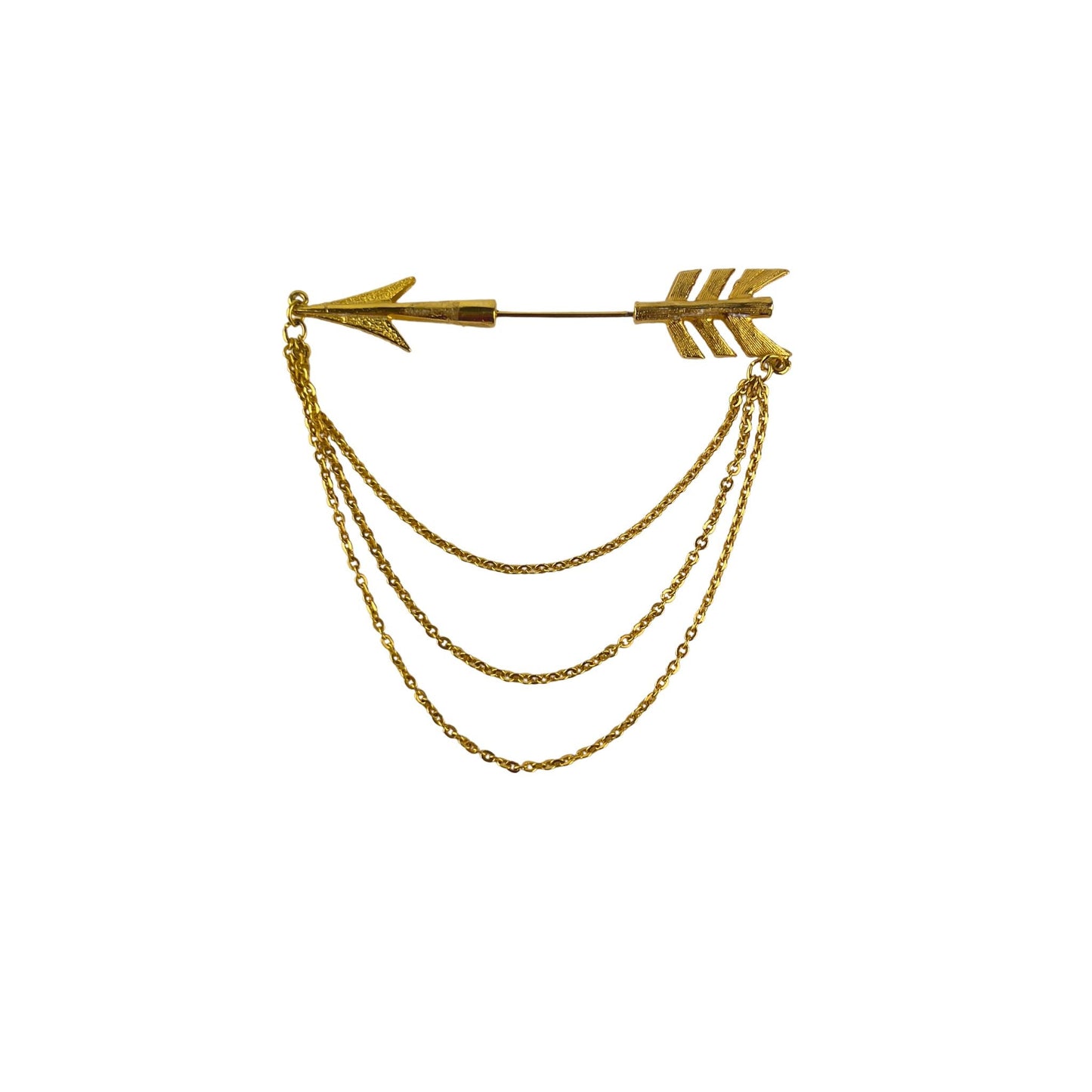 Gold Arrow Lapel Pin with Chains