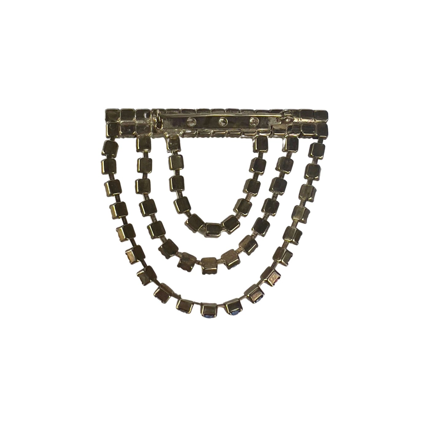 Multi Color Crystal Bar with Three Strands Brooch