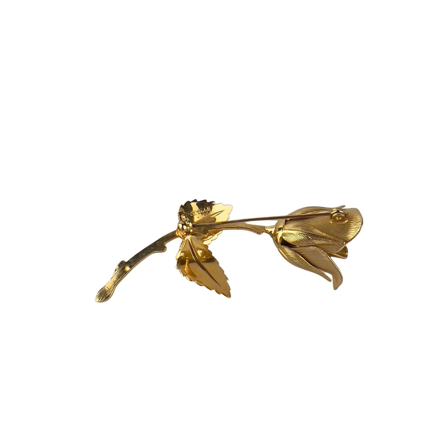 Curved Gold Rose Brooch