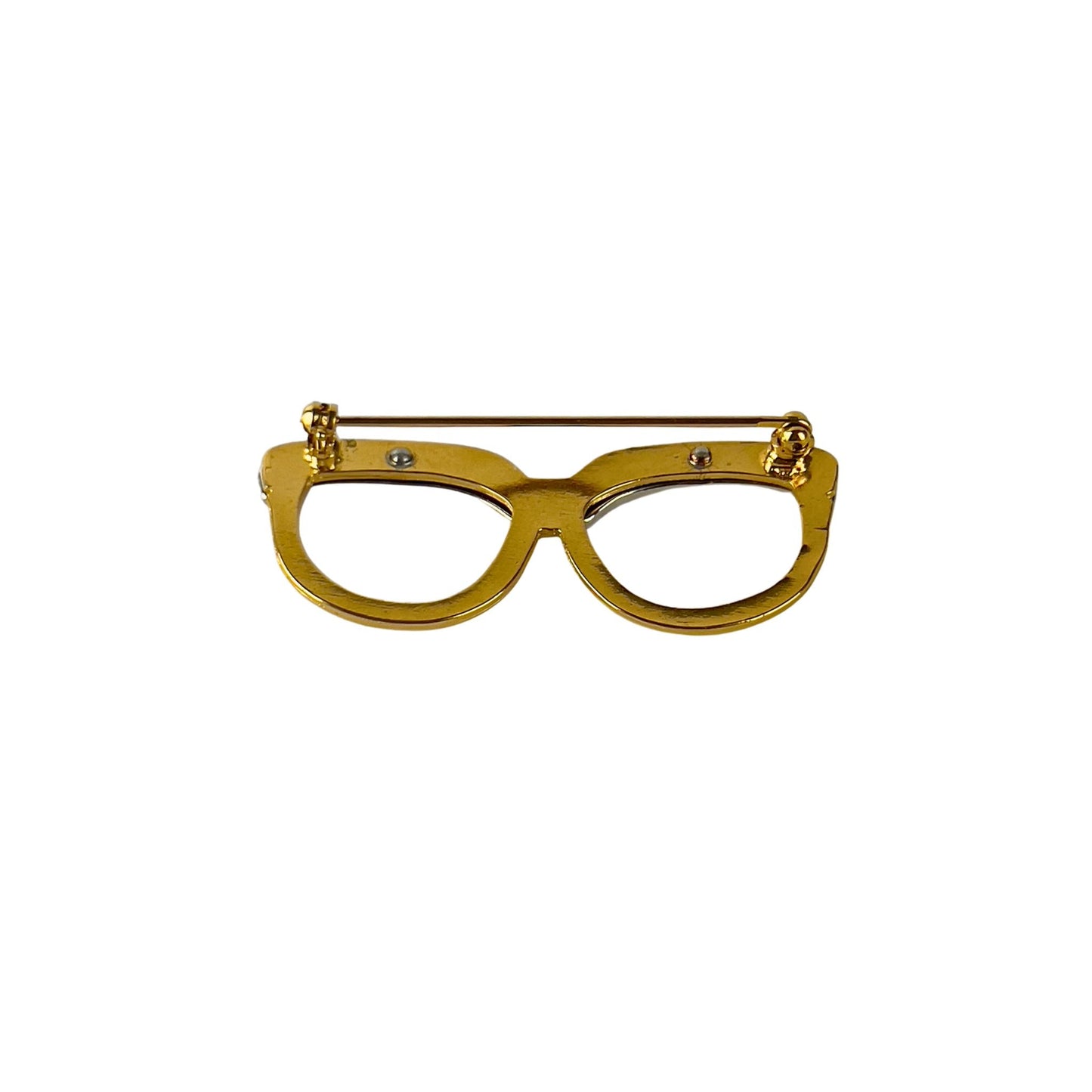 Silver and Gold Glasses Brooch