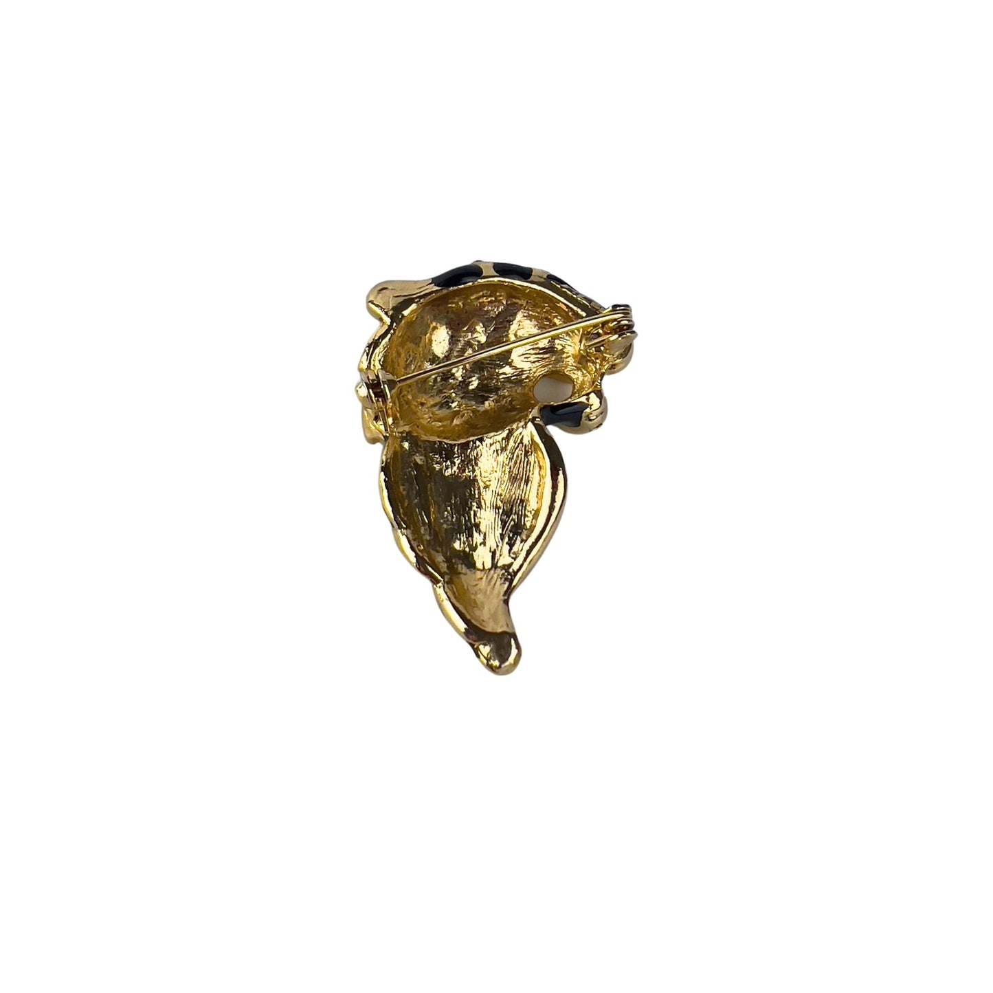 Black Enamel Tiger Head Brooch
