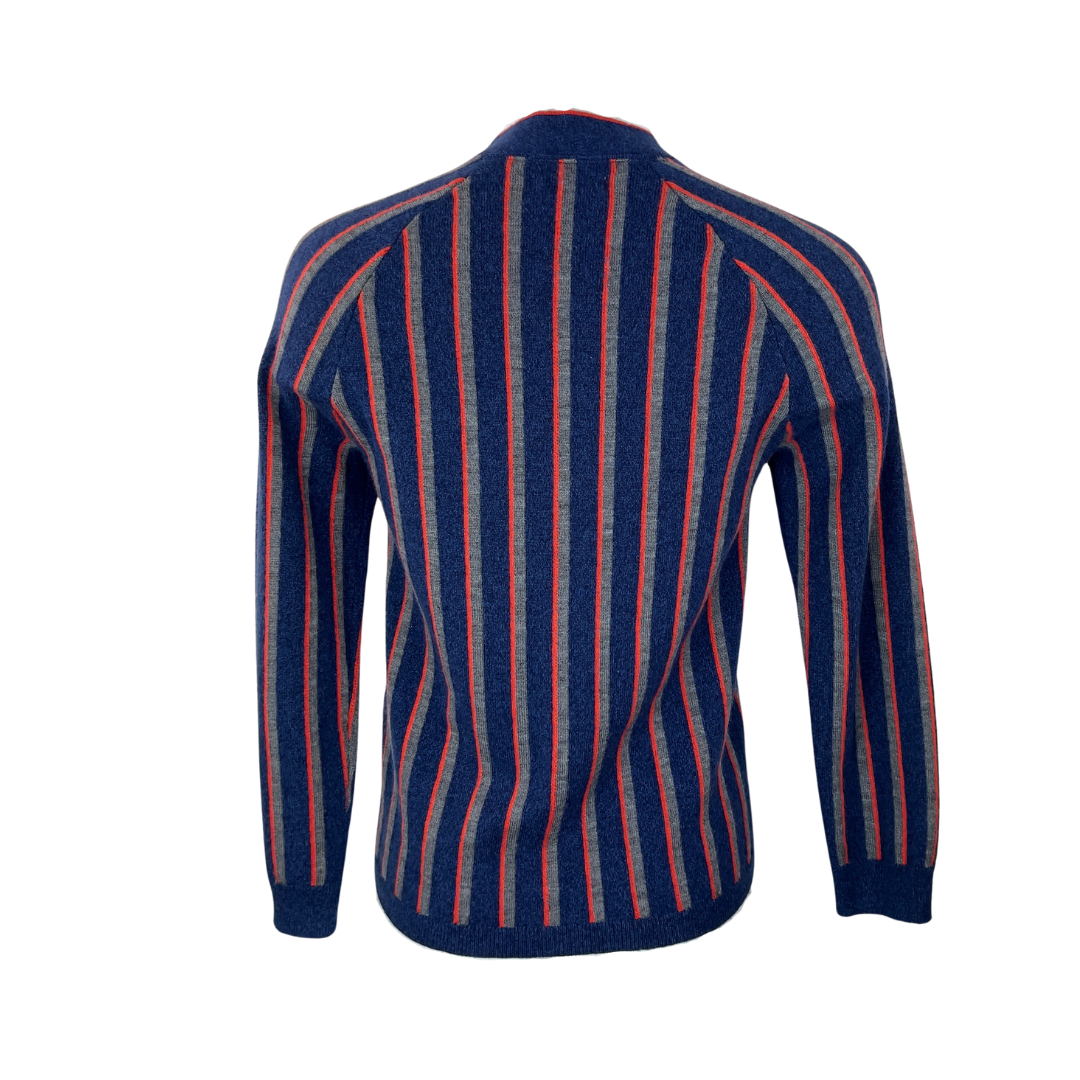 Burberry Navy and Orange Stripe Cardigan