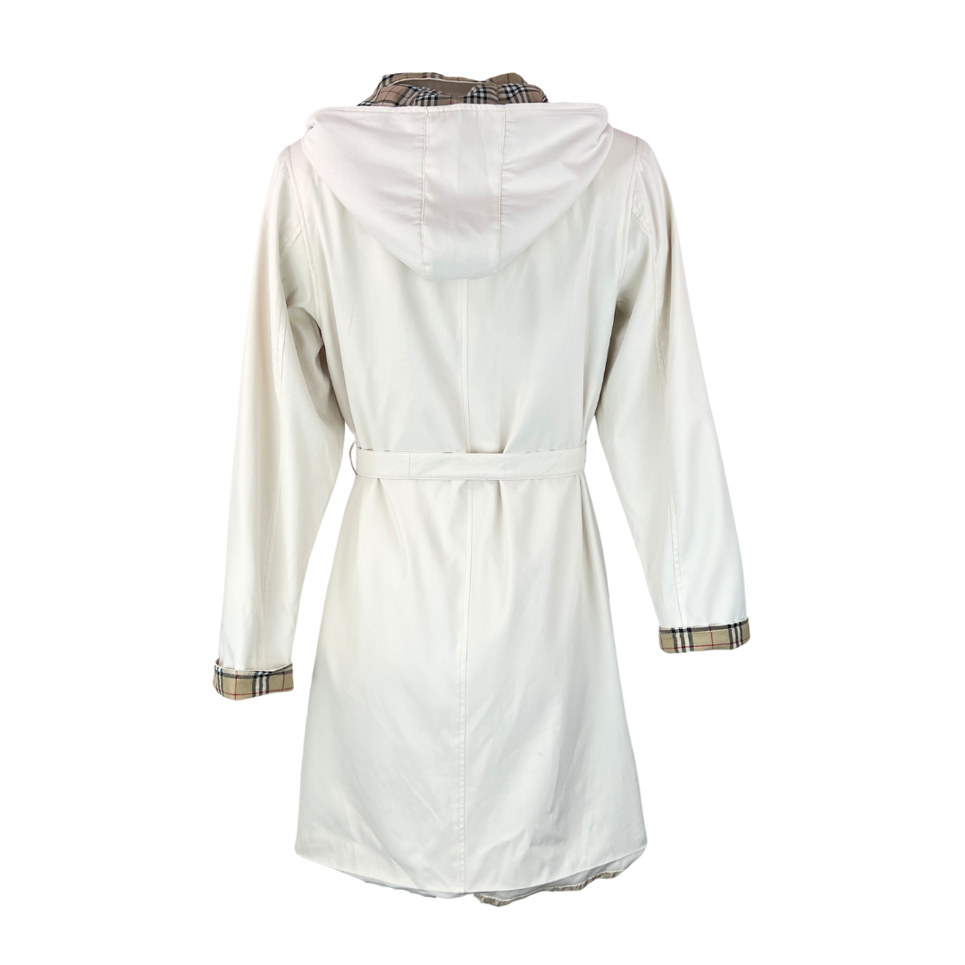 Cream Burberry Trench with Tartain Collar