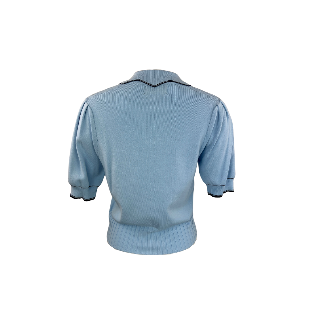 Cider Blue Faux Cardigan with Short Sleeves