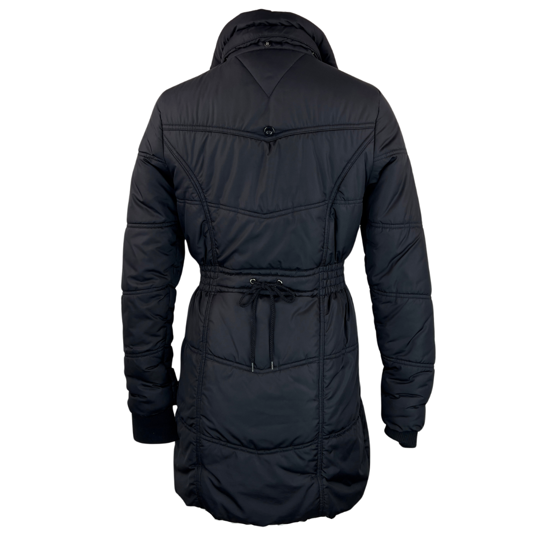 Costa Blanc Black Puffer Coat with Gathered Waist