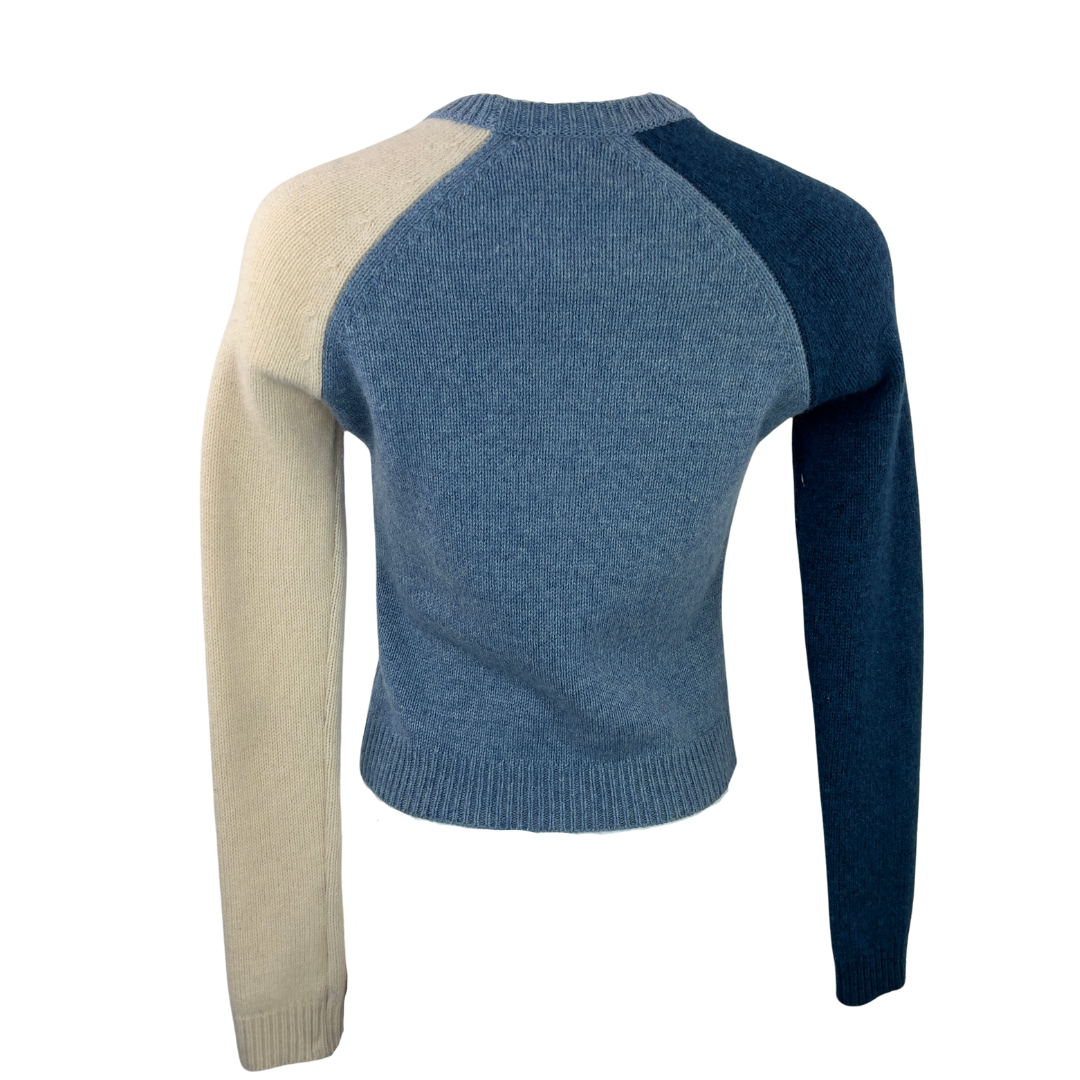 Derek Lam Blue and Cream Colorblock Sweater