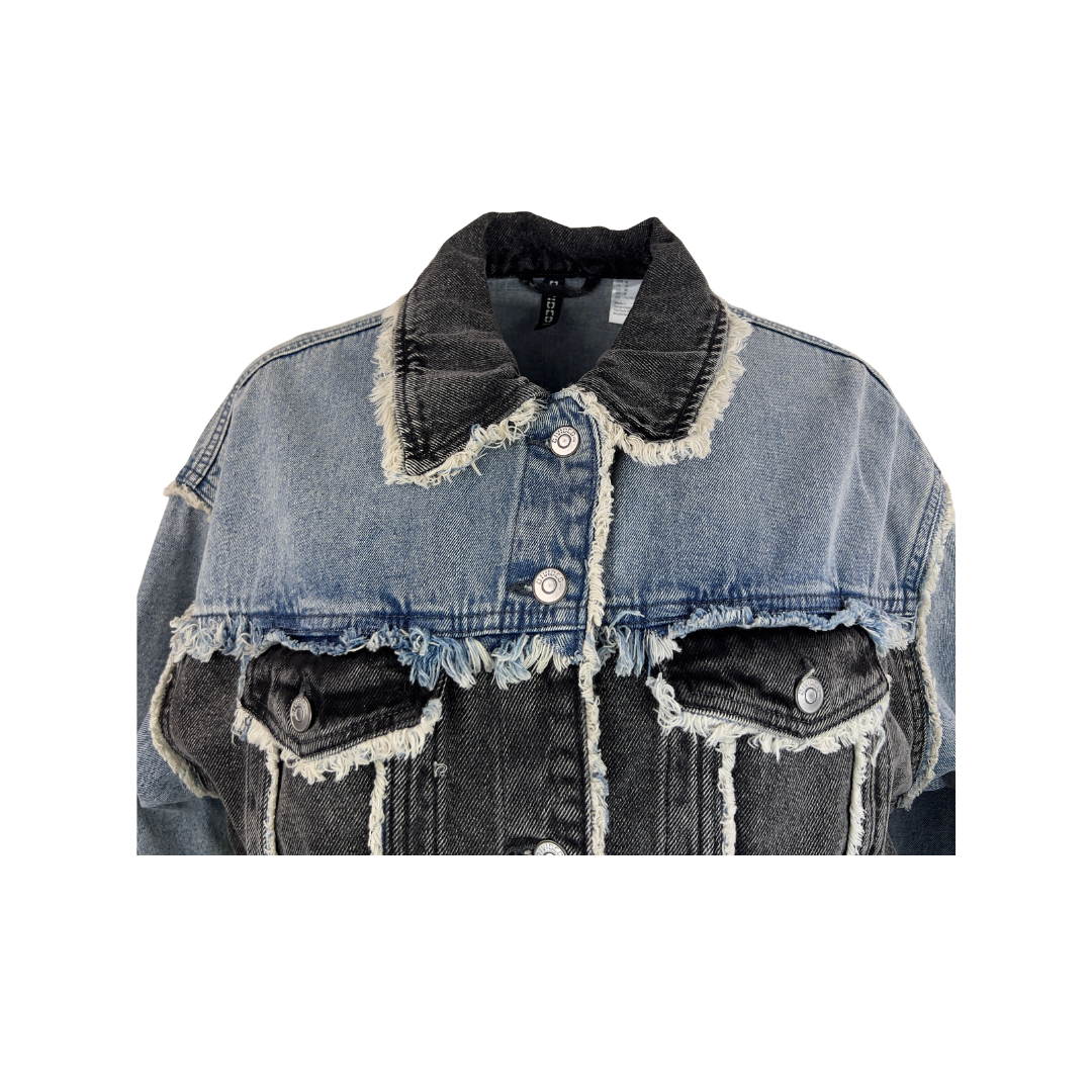 Divided Light Blue and Black Denim Trucker Jacket