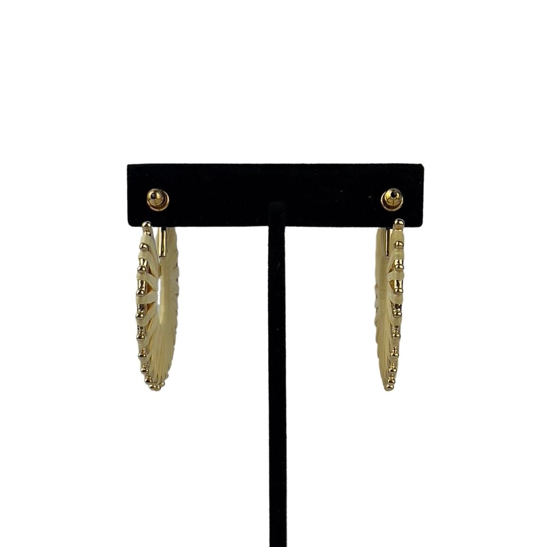 Gold Hoop Earrings Wrapped with Straw