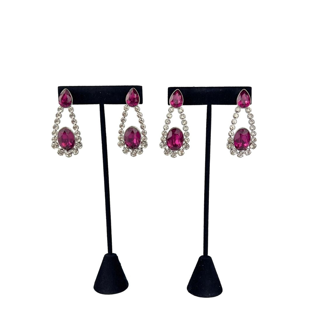 Pink Crystal Teardrop Earrings