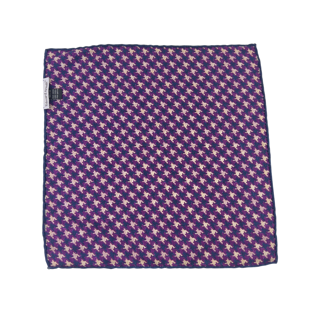 Edward Armah Silk Pocket Square in Purple and Navy