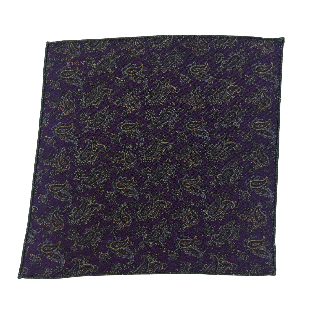 Eton Purple Paisley Pocket Square