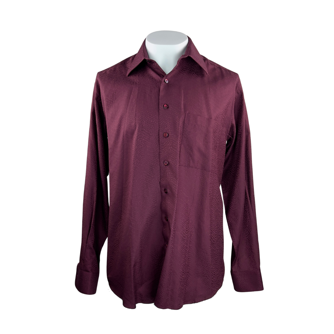 burgundy textured dress shirt Burgundy Herringbone Cotton Shirt – StudioSuits main image 1