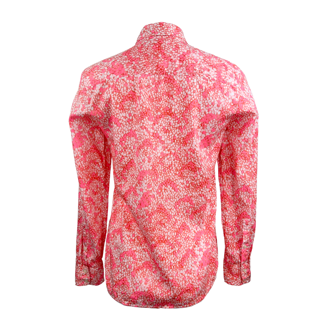 Gap Long Sleeve Hot Pink and Coral Cotton Blouse