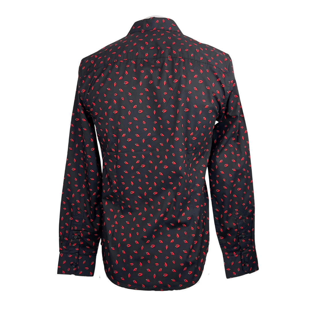 Guess Black Dress Shirt with Red Pedals Print
