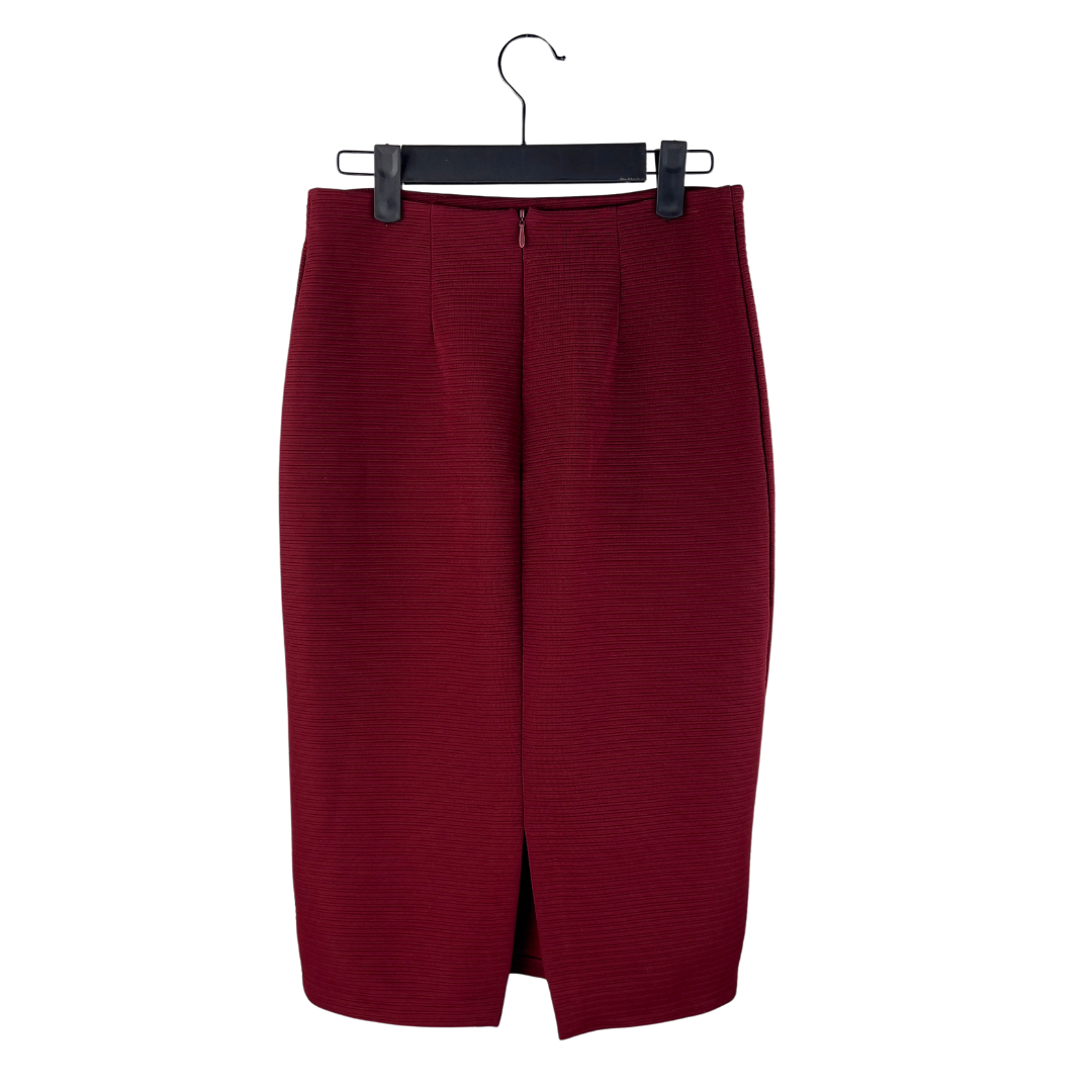 H&M Burgundy Ribbed Pencil Skirt
