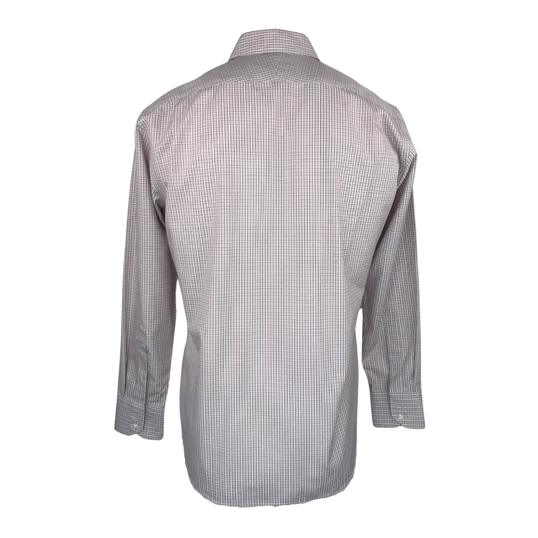 Hudson Room Fitted Grey and Orange Check Dress Shirt