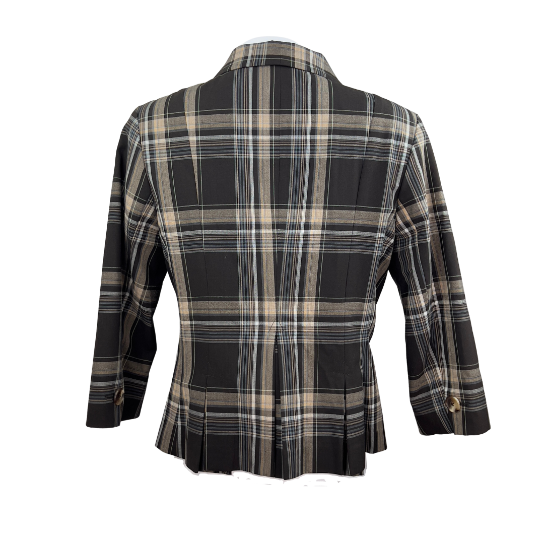 Isaac Mizrahi Plaid Blazer with Cropped Sleeves