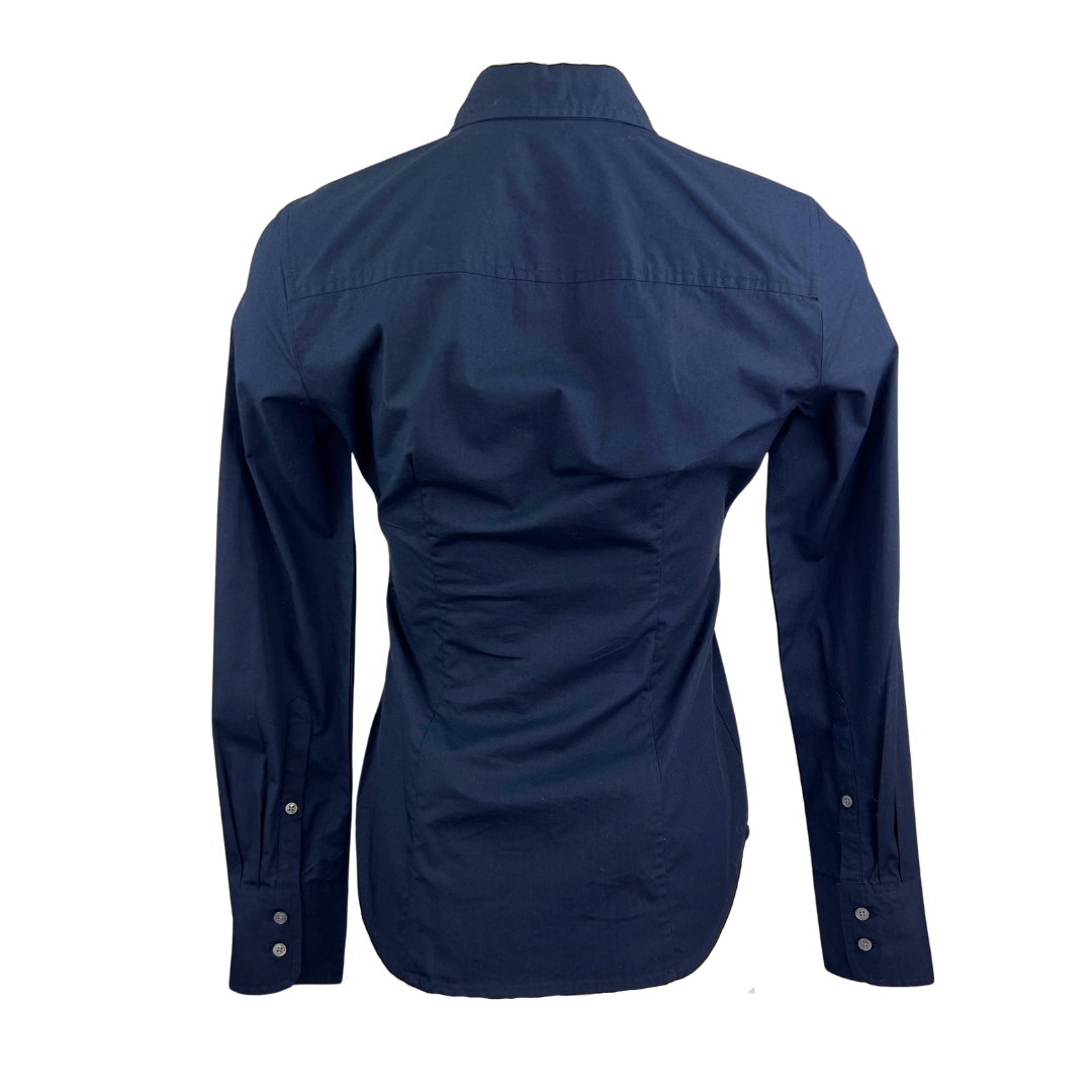 J. Crew Navy Cotton Blouse with Red Cherries