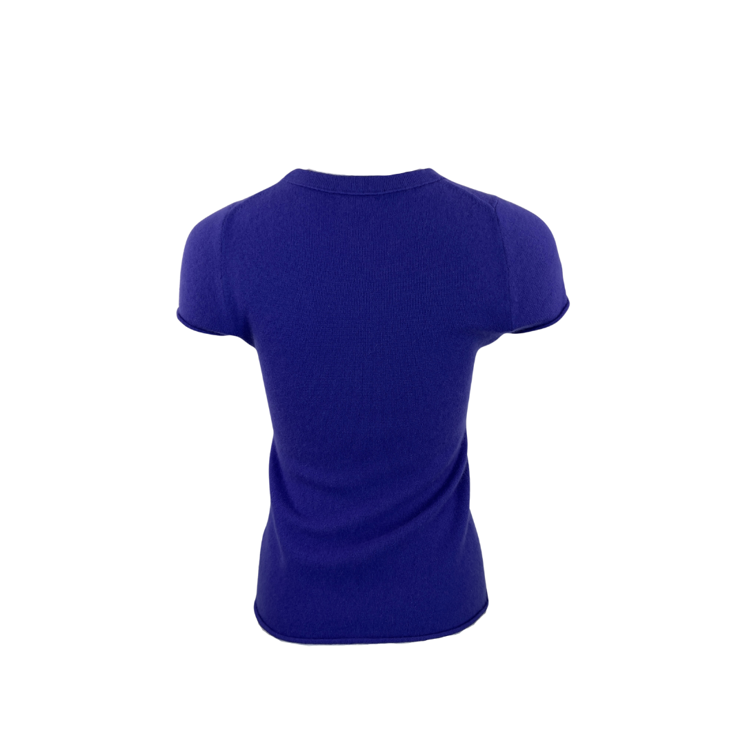 J Crew Purple Cashmere Short Sleeve Sweater