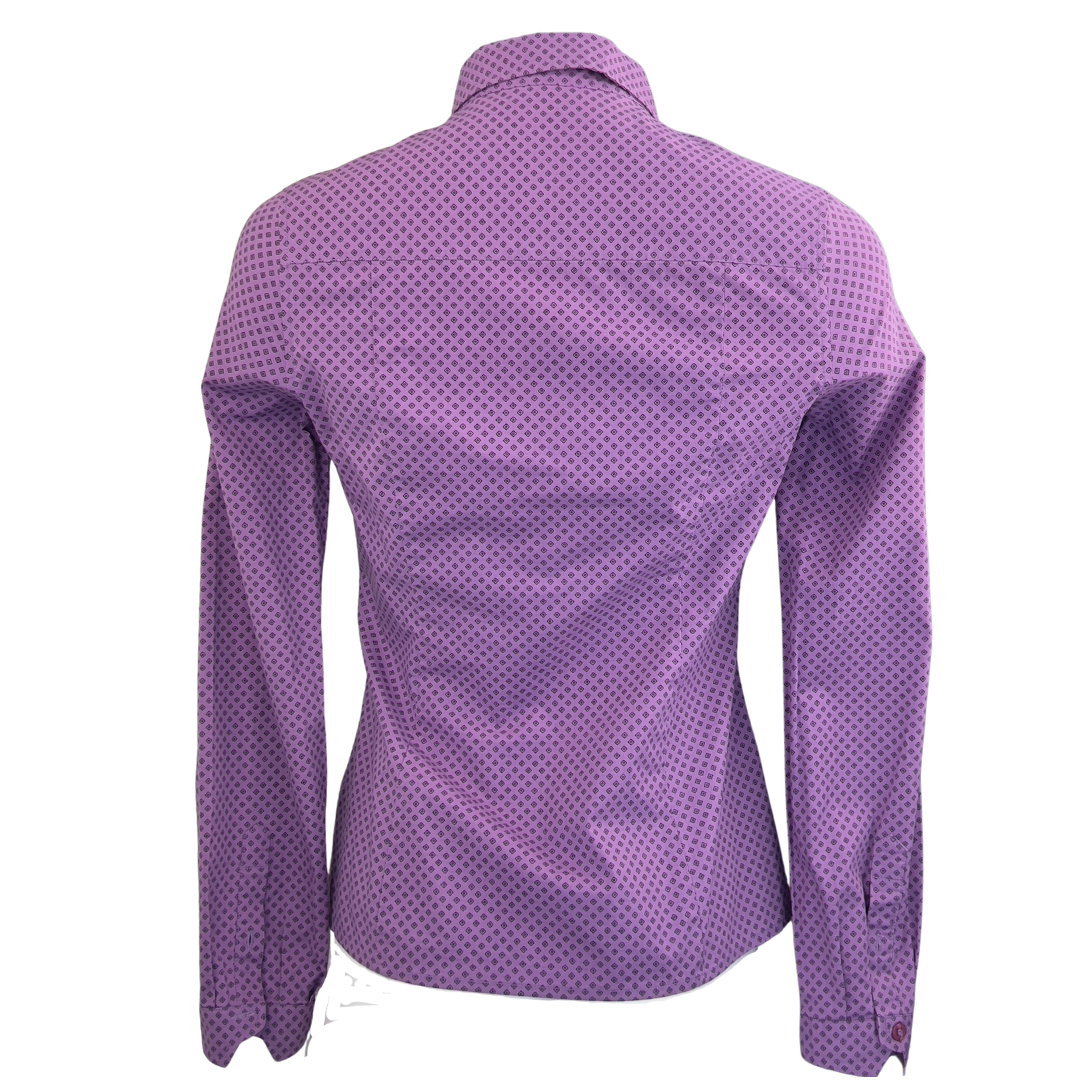 Jacob Fitted Dress Shirt in Purple with Black Diamond Repeater Print